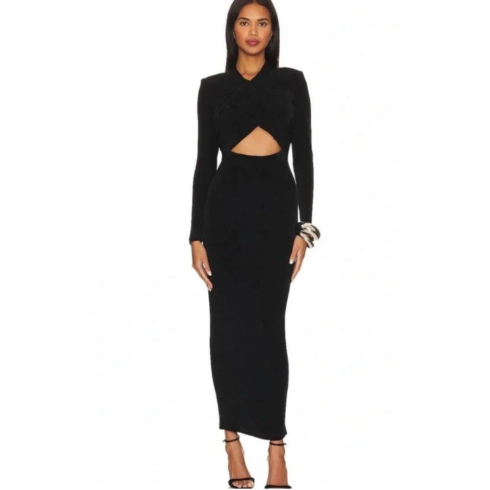 Bardot Black Long Sleeve Cutout Maxi Dress